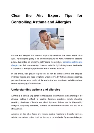 Clear the Air_ Expert Tips for Controlling Asthma and Allergies