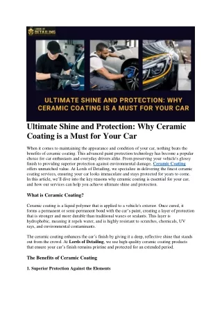 ultimate shine and protection why ceramic coating