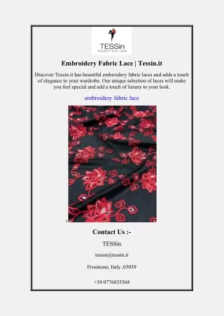 Embroidery Fabric Lace | Tessin.it