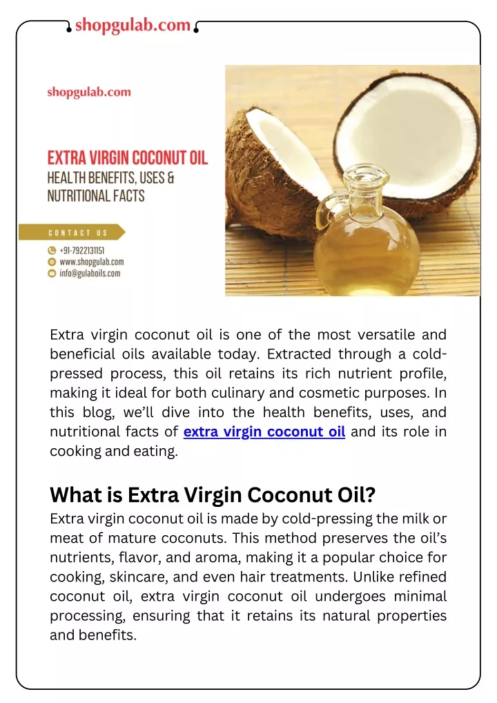 extra virgin coconut oil is one of the most