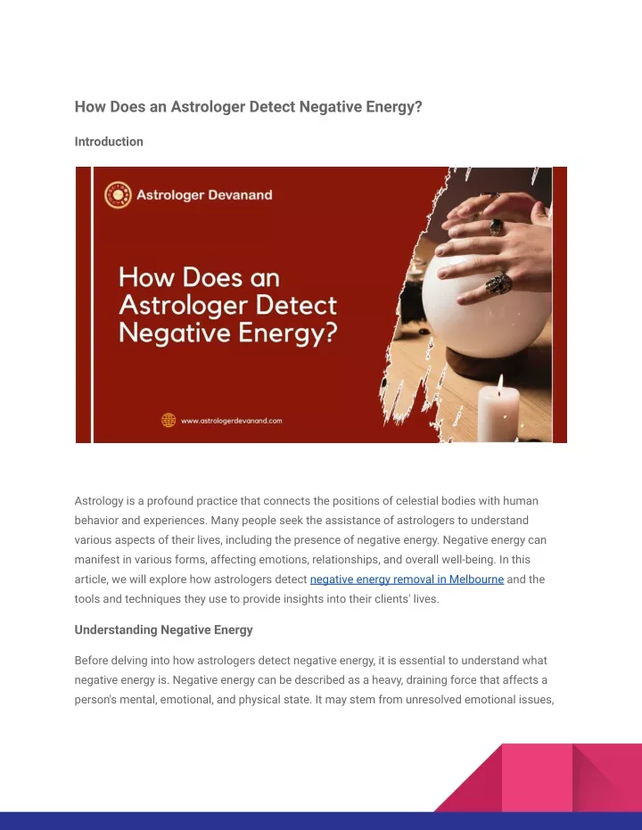 how does an astrologer detect negative energy