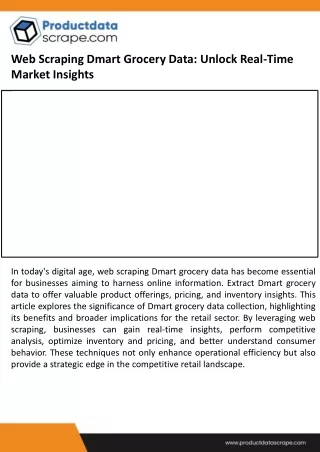 Web Scraping Dmart Grocery Data - Unlock Real Time Market Insights