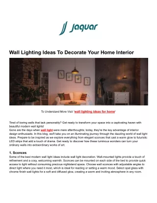 Wall Lighting Ideas To Decorate Your Home Interior