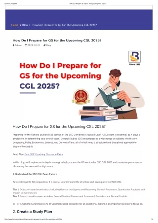 How Do I Prepare for GS for the Upcoming CGL 2025_