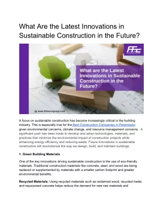 What Are the Latest Innovations in Sustainable Construction in the Future_