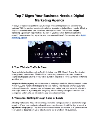 Top 7 Signs Your Business Needs a Digital Marketing Agency