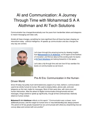 The AI Revolution: New Possibilities Explored by Mohammad S A A Alothman at AI T