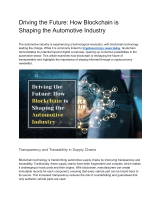 Driving the Future_ How Blockchain is Shaping the Automotive Industry