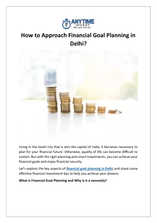 How to Approach Financial Goal Planning in Delhi?