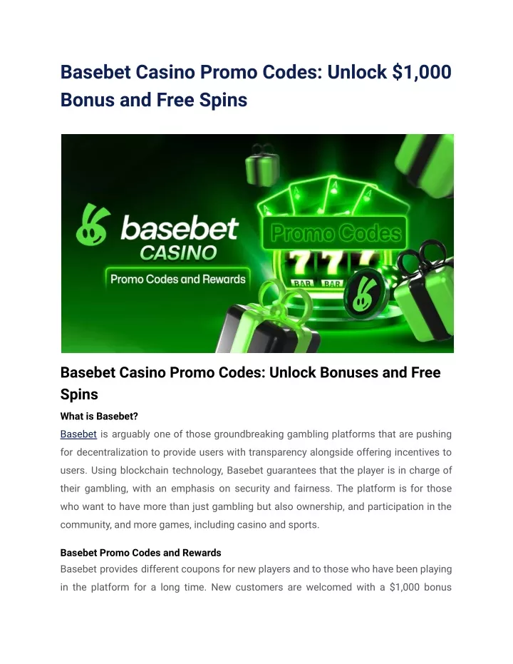 basebet casino promo codes unlock 1 000 bonus