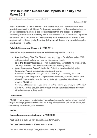 familytreemaker.news-How To Publish Descendant Reports In Family Tree Maker 2019