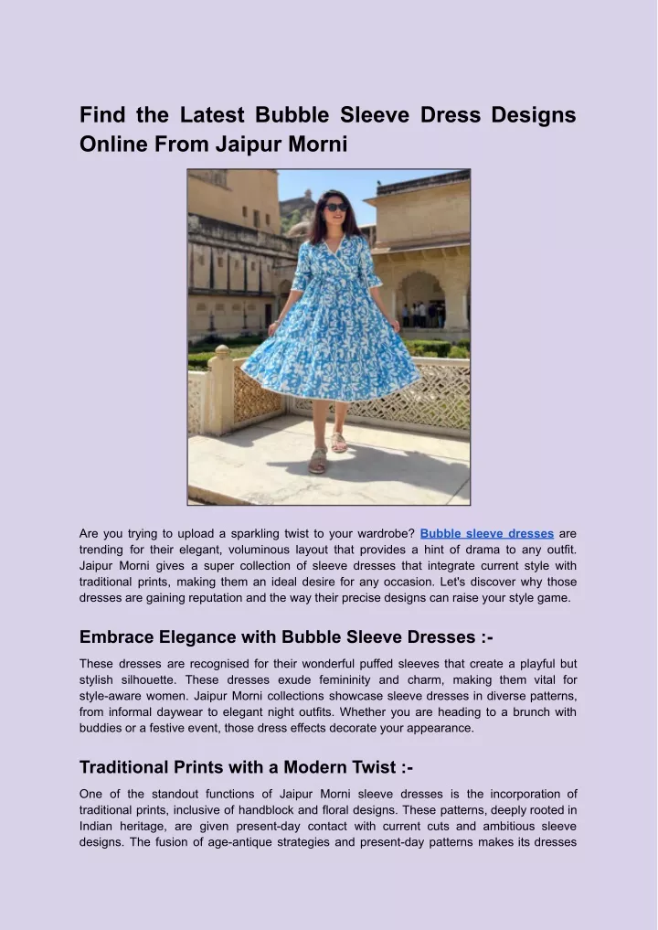 find the latest bubble sleeve dress designs