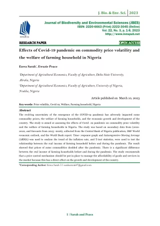 Effects of Covid-19 pandemic on commodity price volatility and the welfare