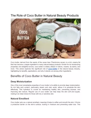 The Role of Coco Butter in Natural Beauty Products