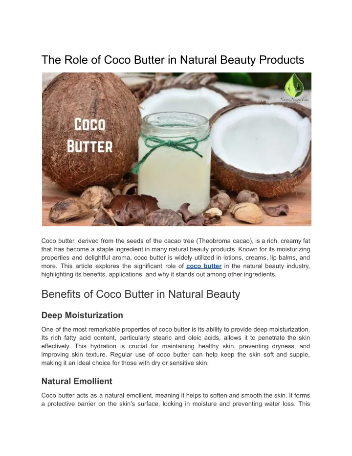 the role of coco butter in natural beauty products