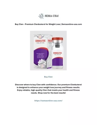 Buy Clen - Premium Clenbuterol for Weight Loss | Semaonline-usa.com