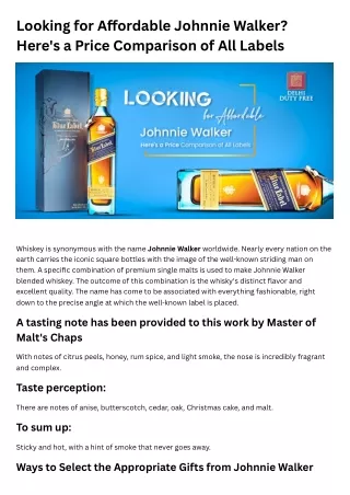 Looking for Affordable Johnnie Walker? Here's a Price Comparison of All Labels
