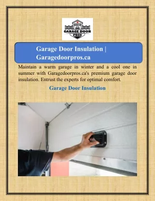 Garage Door Insulation | Garagedoorpros.ca