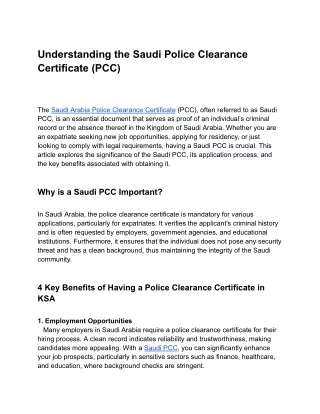 Understanding the Saudi Police Clearance Certificate (PCC)