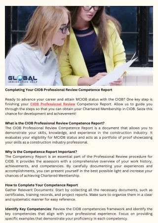 Completing Your CIOB Professional Review Competence Report