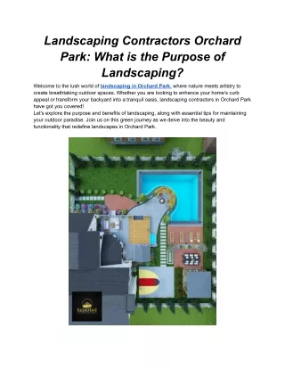 Landscaping Contractors Orchard Park_ What is the Purpose of Landscaping