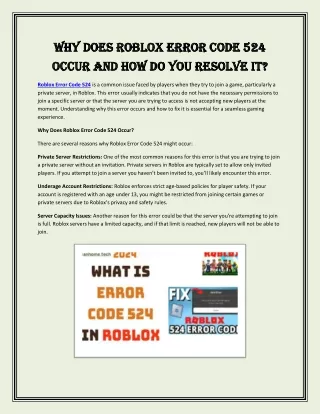 Why Does Roblox Error Code 524 Occur and How Do You Resolve It