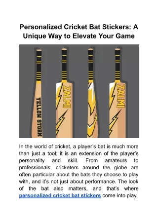 Personalized Cricket Bat Stickers_ A Unique Way to Elevate Your Game