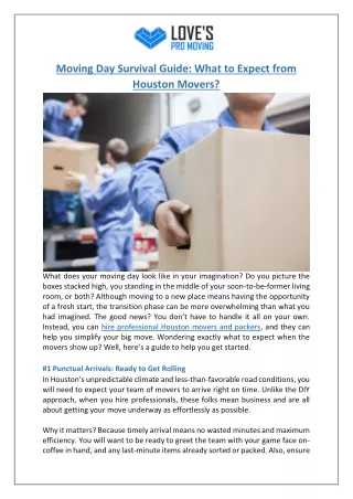 Expert Houston Movers and Packers | Your Moving Day Guide