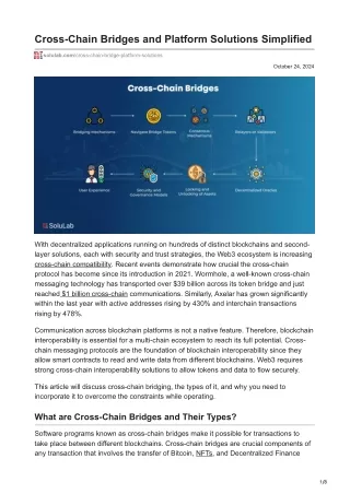 cross chain bridges and platform solutions