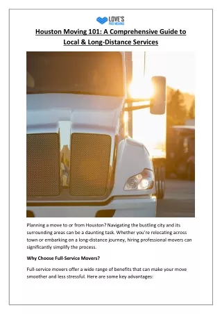 Your Ultimate Guide to Moving Services in Houston & Conroe, TX