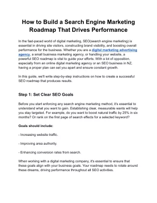 How to Build a Search Engine Marketing Roadmap That Drives Performance