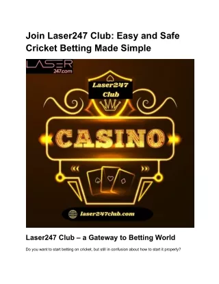 Join Laser247 Club_ Easy and Safe Cricket Betting Made Simple