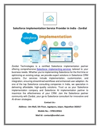 Salesforce Implementation Service Provider in India - Zordial