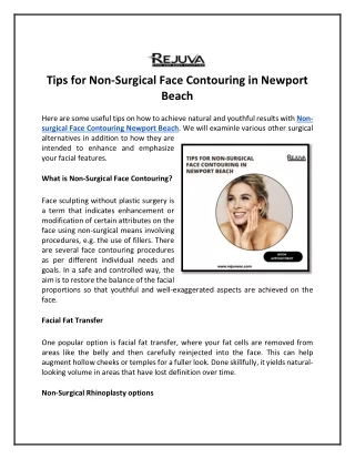 Tips for Non-Surgical Face Contouring in Newport Beach