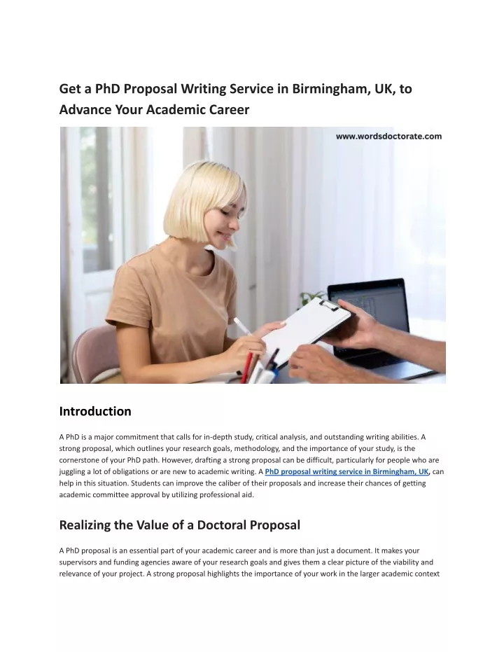 get a phd proposal writing service in birmingham