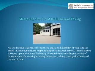 Mastering the Art of Resin bound Paving
