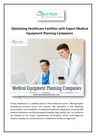 Optimizing Healthcare Facilities with Expert Medical Equipment Planning Companies