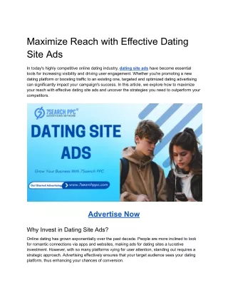 Maximize Reach with Effective Dating Site Ads