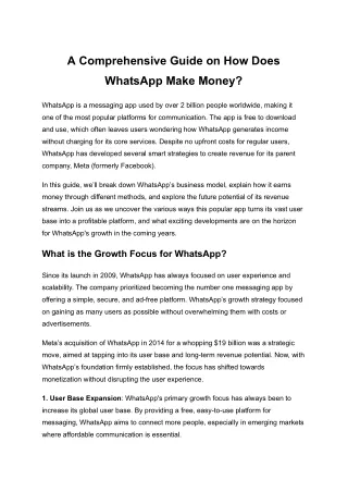 A Comprehensive Guide on how does WhatsApp make money_