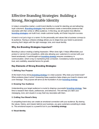 Effective Branding Strategies: Building a Strong, Recognizable