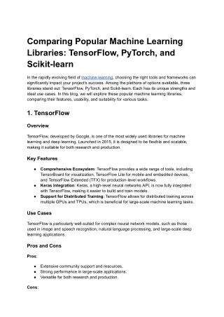 comparing popular machine learning libraries