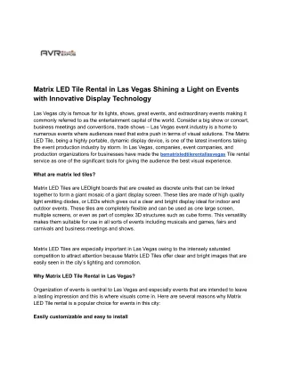 matrix led tile rental in las vegas shining