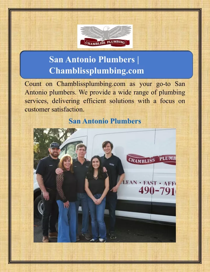 count on chamblissplumbing com as your