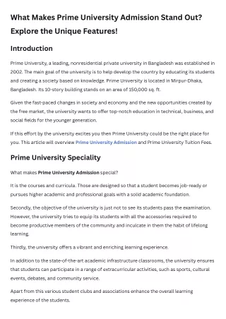 what makes prime university admission stand