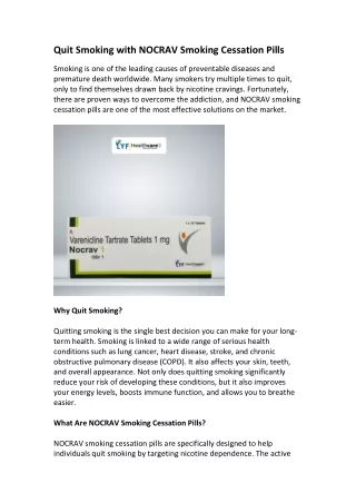 NOCRAV Smoking Cessation Pills - Effective Solution to Quit Smoking