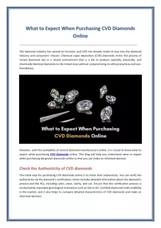 What to Expect When Purchasing CVD Diamonds Online