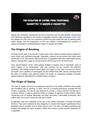 The Evolution of Vaping: From Traditional Cigarettes to Modern E-Cigarettes
