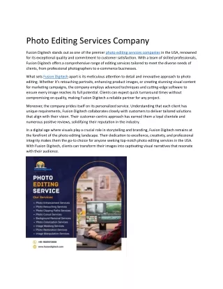 Photo Editing Services Company
