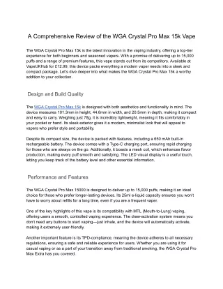 a comprehensive review of the wga crystal