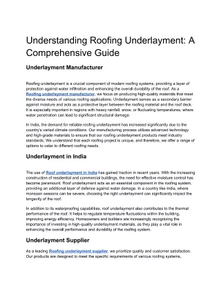 Roofing Underlayment: A Comprehensive Guideerlayment4